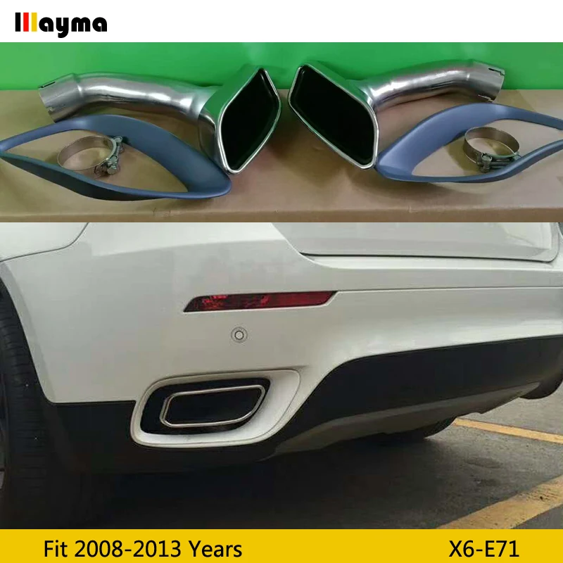 Квадратный хвост выхлопные трубы глушитель выхлопной для BMW X6 35i xDrive 2008 2013 год