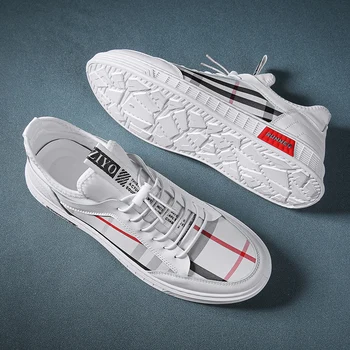 

Mid-Cut Men's Canvas Shoes New Lycra Collar Men Sneakers Shoes Flats Lattice Man Vulcanize Shoes Board Lace UP Shoes Man