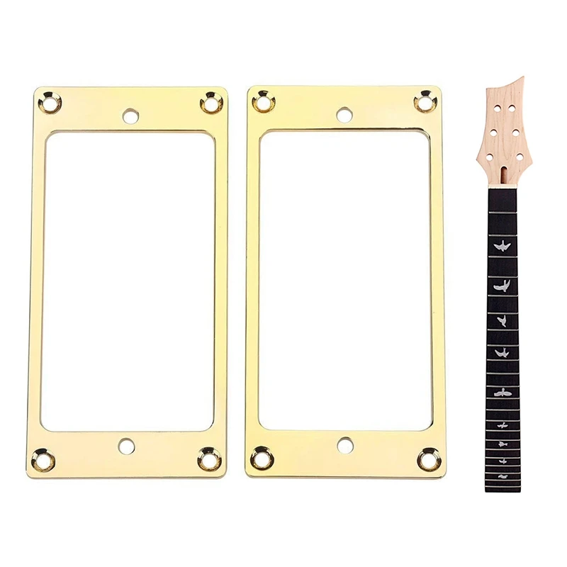 2 Pcs Humbucker Cover Guitar Pickup Frame Mounting Ring &amp 1 Neck Solid Wood 22 Fret 24.75 Inch Truss Rod |