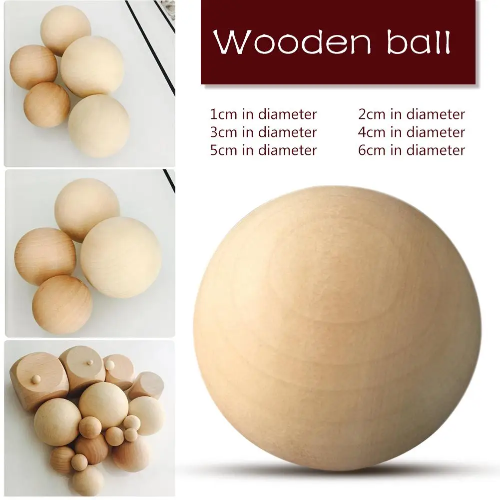 Natural Wooden Craft Wood Balls Sphere Round Craft Supplies 6mm to 60mm  Diameter