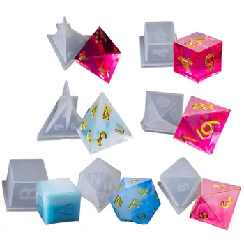 

7 Shapes DIY Crystal Epoxy Mold Triangle Dice Fillet Shape Multi-spec Digital Game High Mirror dice mold silicone Mould Making
