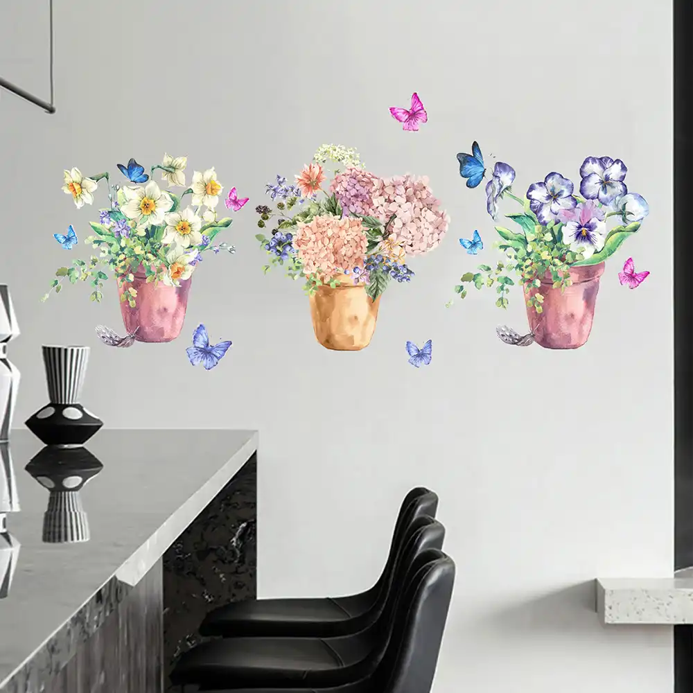Flower Plant Pot PVC Home Room Decor Wall Decal Sticker Bedroom Removable Mural Flower Plant Pot PVC Home Room Decor Wall Decal Sticker Bedroom Removable Mural
