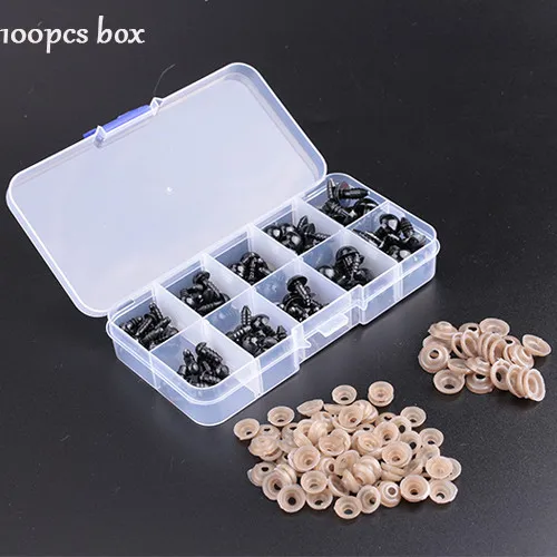 100 box 100/142 шт Глазные яблоки для кукол аксессуары черный Изделия из пластика глаза для игрушек 6-12 мм, Фурнитура для бижутерии, забавные игрушки Аксессуары для глаз для кукол - Цвет: 100 box