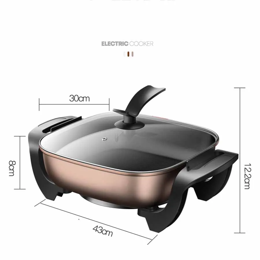 Бытовой многофункциональный электрический чайник для студентов, горячий горшок для жарки, приготовление на пару риса, одна антипригарная электрическая кастрюля вок D387