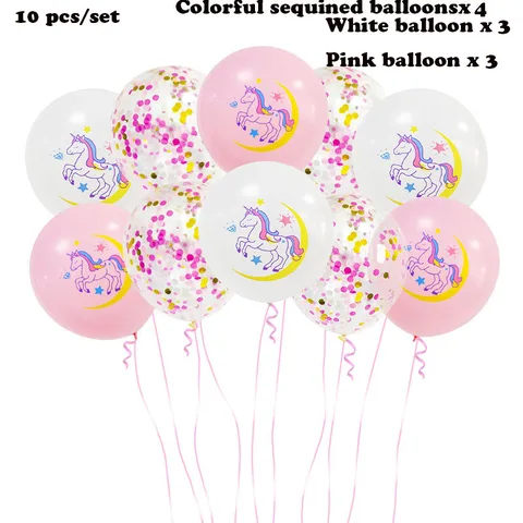 Inch Unicorn Golden Confetti Balloon Decoration Color Printing Unicorn Latex Globos Set Wedding Decoration Baby Shower