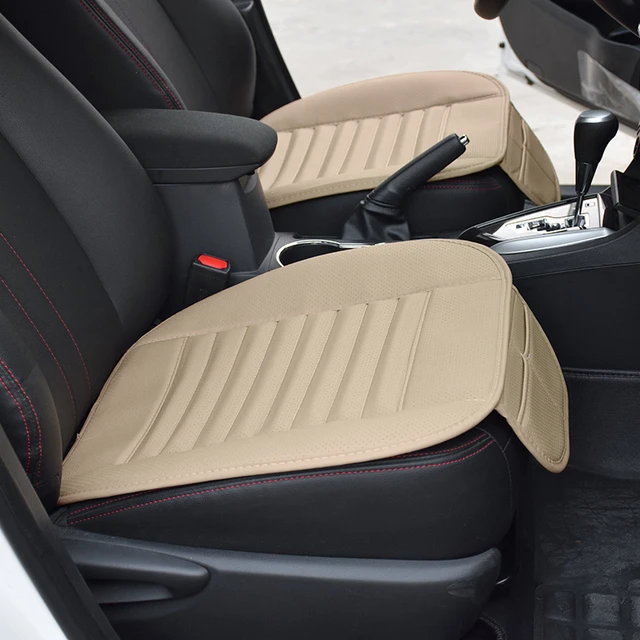 Car Front Seat Cushion, Breathable PU Leather Bamboo Charcoal Car Interior  Seat Cover Cushion Pad for Auto Supplies Office Chair PU Leather Car Seat