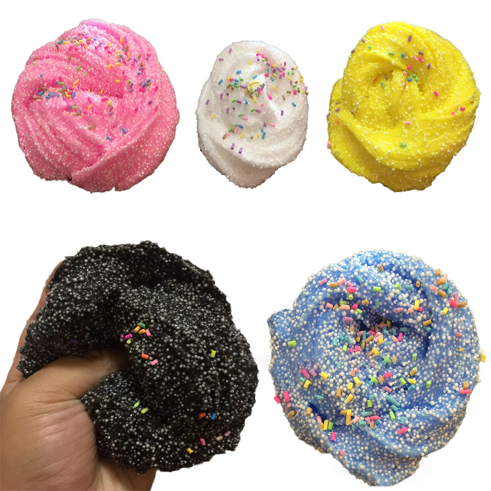 

60ml Rainbow Fluffy Candy Granule Slime DIY Crunchy Foam Balls Glue Slime For Kids Antistress Toys Charm Butter Slime For Gift