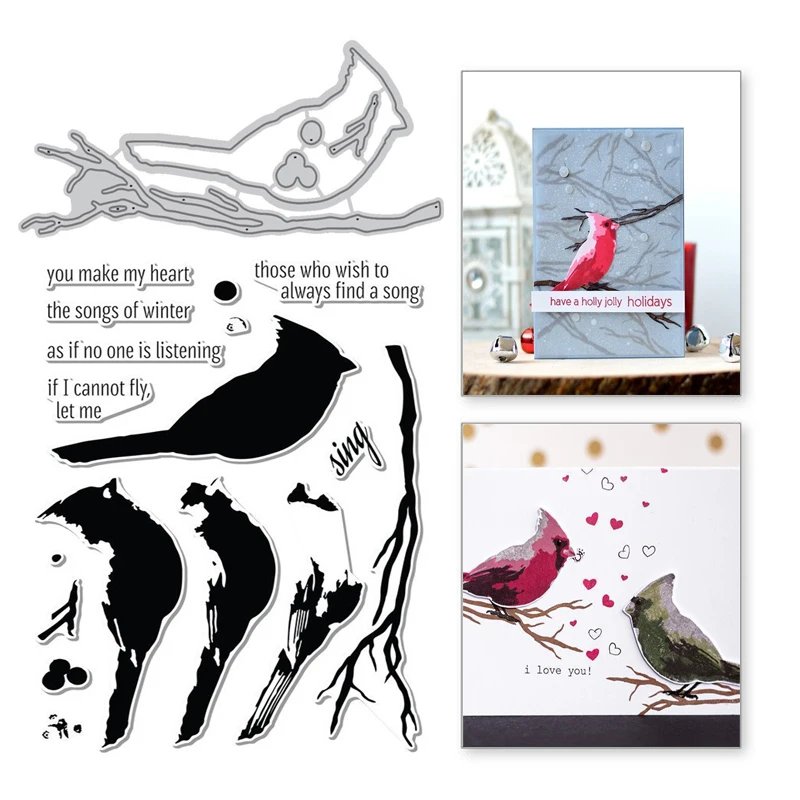 

Kokorosa Bird Branch Metal Cutting Dies Animal Stamps and Dies Scrapbooking for Making Card Embossing DIY Craft Stencil Die Cut