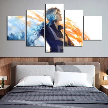 

5 Pieces Anime Oil Painting My Hero Academia Poster Shouto Canvas Art Paints Wallpaper Wall Stickers Murals Living Room Decor