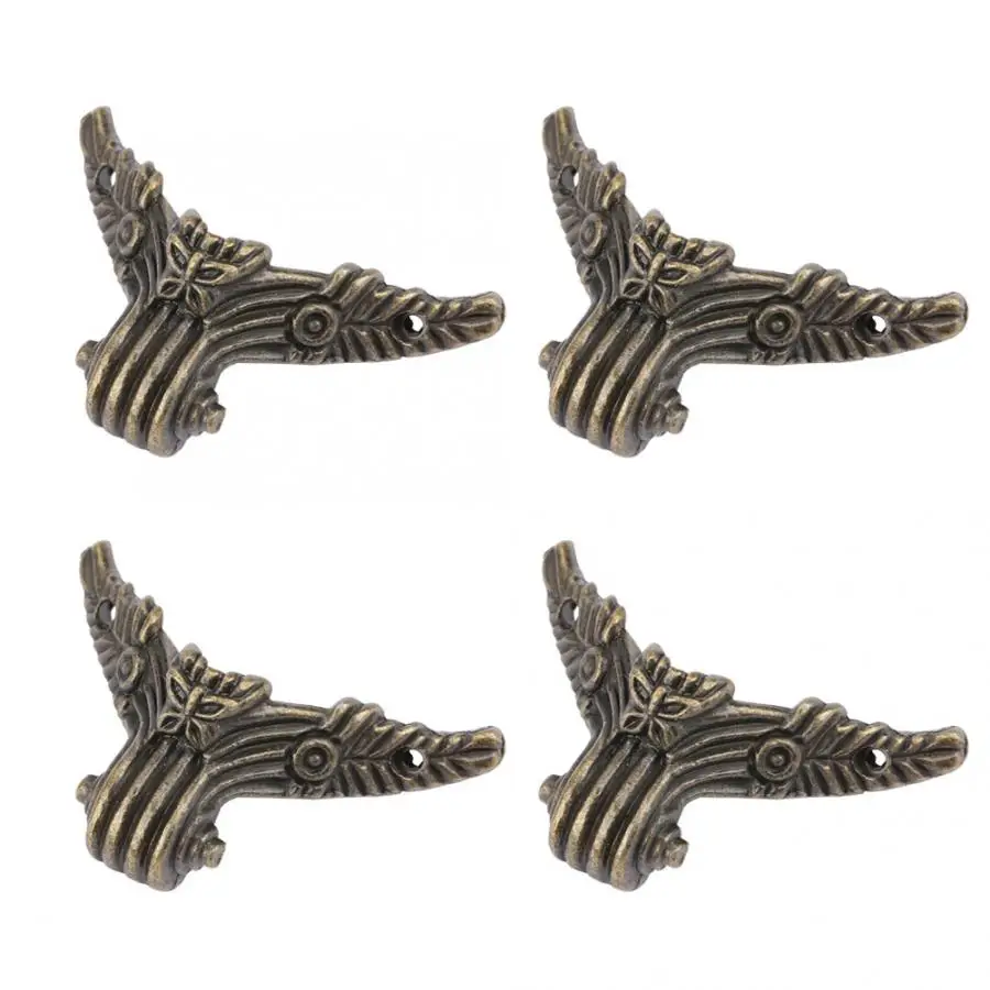 4pcs/set Aluminium Extrusion Antique Wooden Box Corner Foot Jewelry Gift Box Feet Corners Bottom Feet Corner Protector