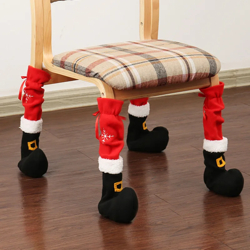 

New Christmas Chair Feet Cover Christmas Decoration Tables and Chairs Foot Covers Non-slip Cases