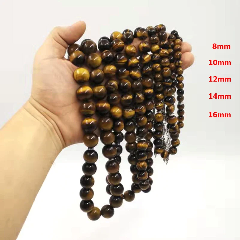 Натуральный тигровый глаз tasbih мусульманский человек misbaha молитвенные бусы 33 66 99 бусины Арабский Мода четки