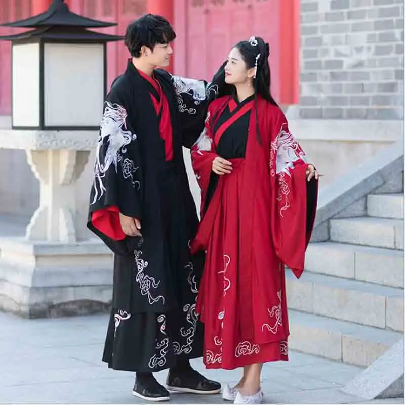 

Couples Hanfu Ancient Chinese Han Dynasty Vintage Traditional Fancy Dress Fantasia Halloween Costume For Men/Women Plus Size 4XL