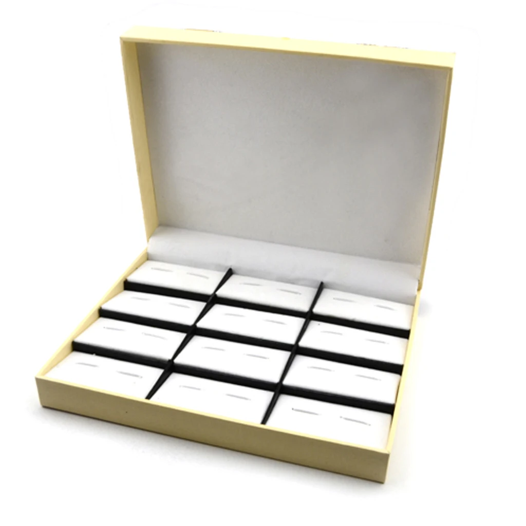 

Vintage Top Quality Display Storage Box 12 Pair Aritifical Leather Cufflinks Storage Case Jewelry Display