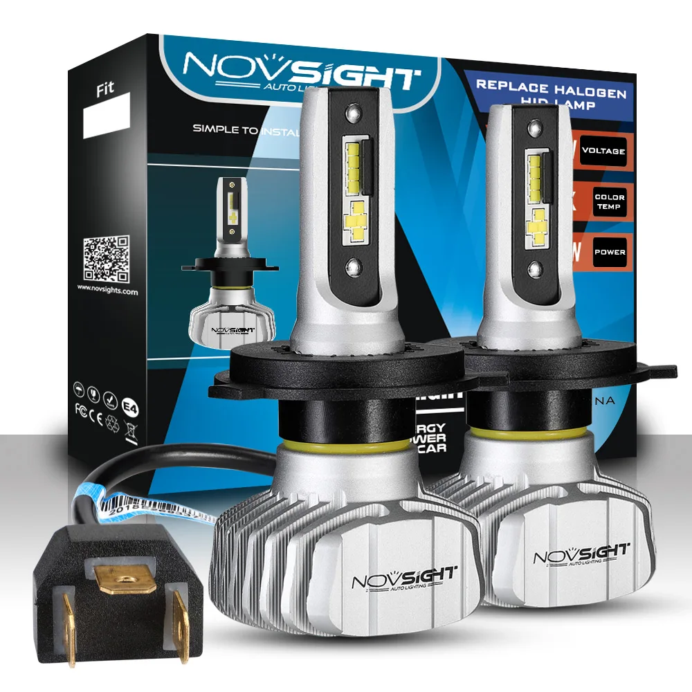 Comprar NOVSIGHT faro de coche H4 haz de luz Hi Lo LED H7 H1 H3 H8 H9 H11 H13 9005 9006 9007 50W 10000lm 6500K faro antiniebla automático bombillas