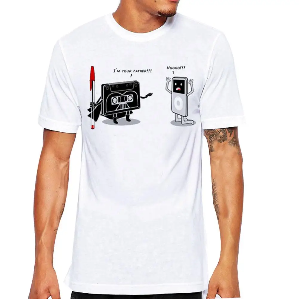 

Funny Cartoon Tape Music Player Print Plus Size Men Short Sleeve Summer T-Shirt high quality material comfortable to wear