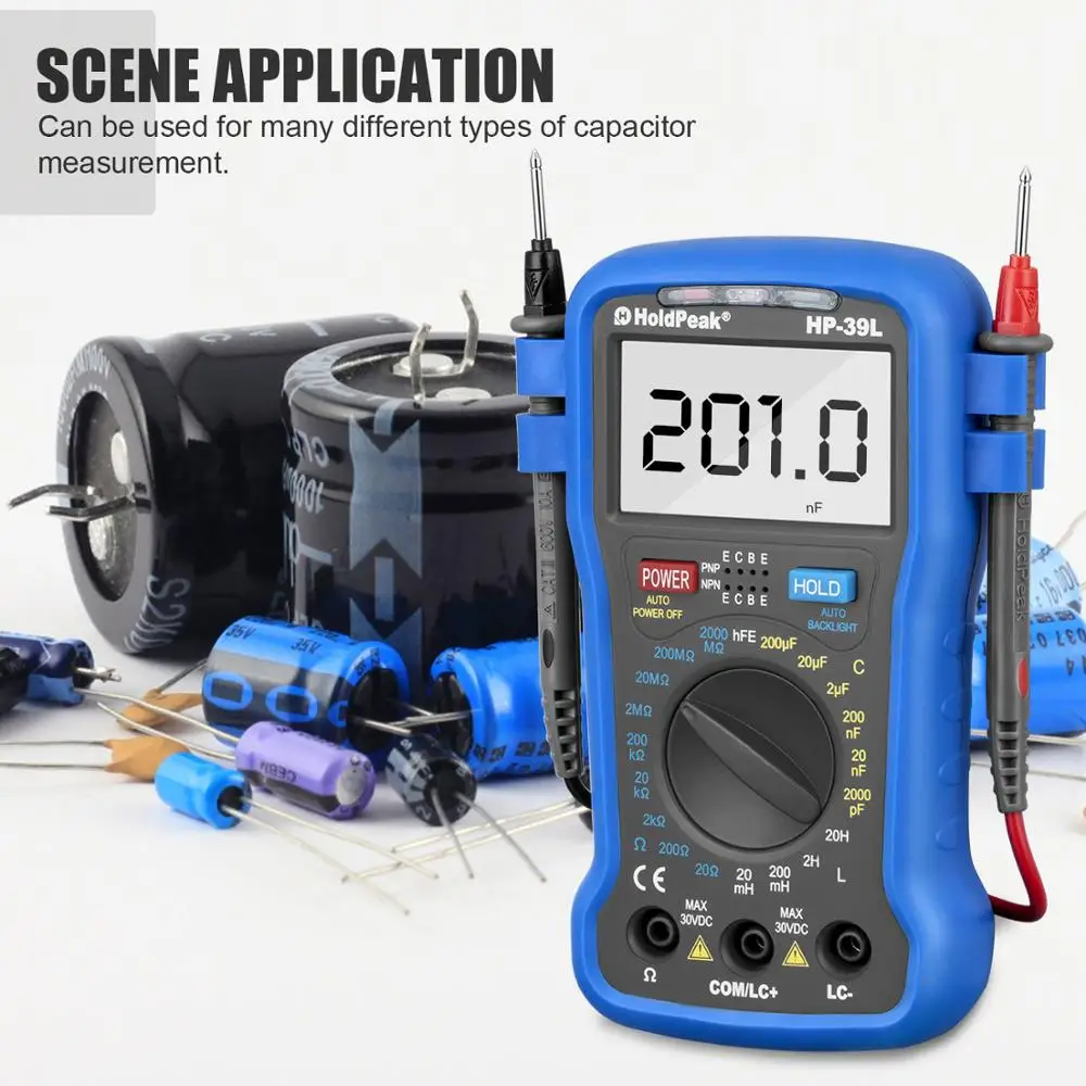 HoldPeak HP-39L Backlight LCD Digital LCR Meter Resistance Capacitance Inductance Tester Transistor hFE Tester