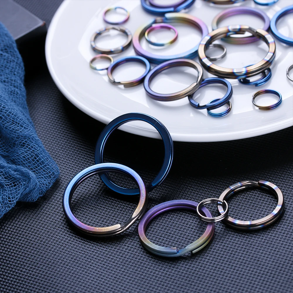 Description Picture 6 of item1/2 Pcs Titanium Alloy EDC Keychain Portable Keyring Buckle Circle Clip 10~32mm Key Ring Outdoor Camping Travel Tools