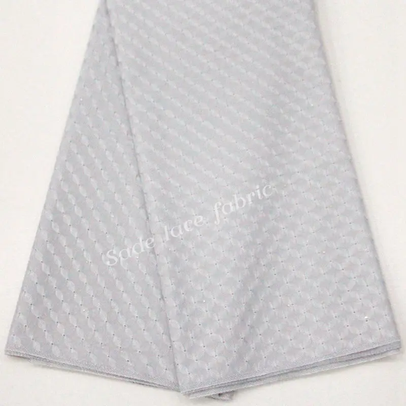 African Polish Lace Fabrics High Quality Nigerian Men Clothes Lace Fabric White Swiss Dry Polish Lace Fabric 5 Yards DG411
