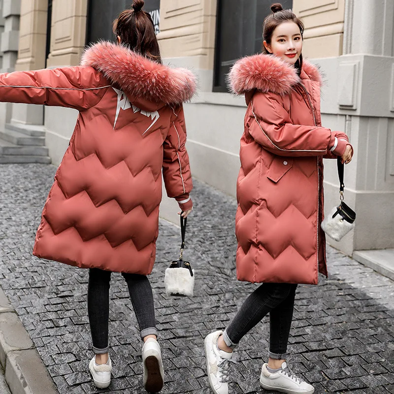 

2018 Winter New Style Women's Thick Printed Cotton-padded Jacket Winter Korean-style Mid-length Cotton-padded Clothes down Jacke