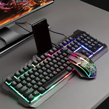 

Wired Gaming Keyboard Mouse Combo Set Colorful LED Backlit Computer Keyboad