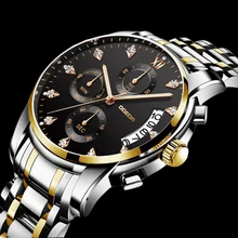 Moda Mens Relógios OGEDA Top Nova Marca De Luxo de Aço Relógio de Quartzo Homens de Negócios Casuais Relógio Do Esporte À Prova D' Água Relogio masculino(China)