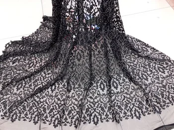 

African Lace Fabric High Quality Tulle African French Net Lace With Stones African Lace For Nigerian Wedding RF2552 BLACK