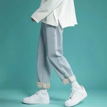 Aliexpress - 2021 Streetwear Casual Straight Nine-Point Jeans Summer Korean Style Slim Blue/Black Denim Pants Male Kpop Clothes Hip Hop Men