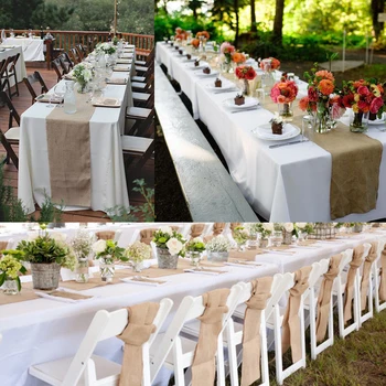 

10M Vintage Table Runner Burlap Hessian Ribbon Wedding Party Craft Decor High Quality Table Runner Table cover Home textiles