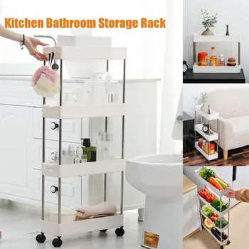 

Kitchen trolley cart Bathroom Storage Rack Fridge Side Shelf Organizer Shelf Gap Holder With Wheel Removable 2/3/4 Layer