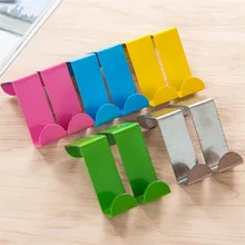 2pcs Stainless Steel Hooks Kitchen Cabinet Draw Hooks Kitchen Cabinet Draw Towel Clothes Pothook Clothes Hanger Holder 5 Colors