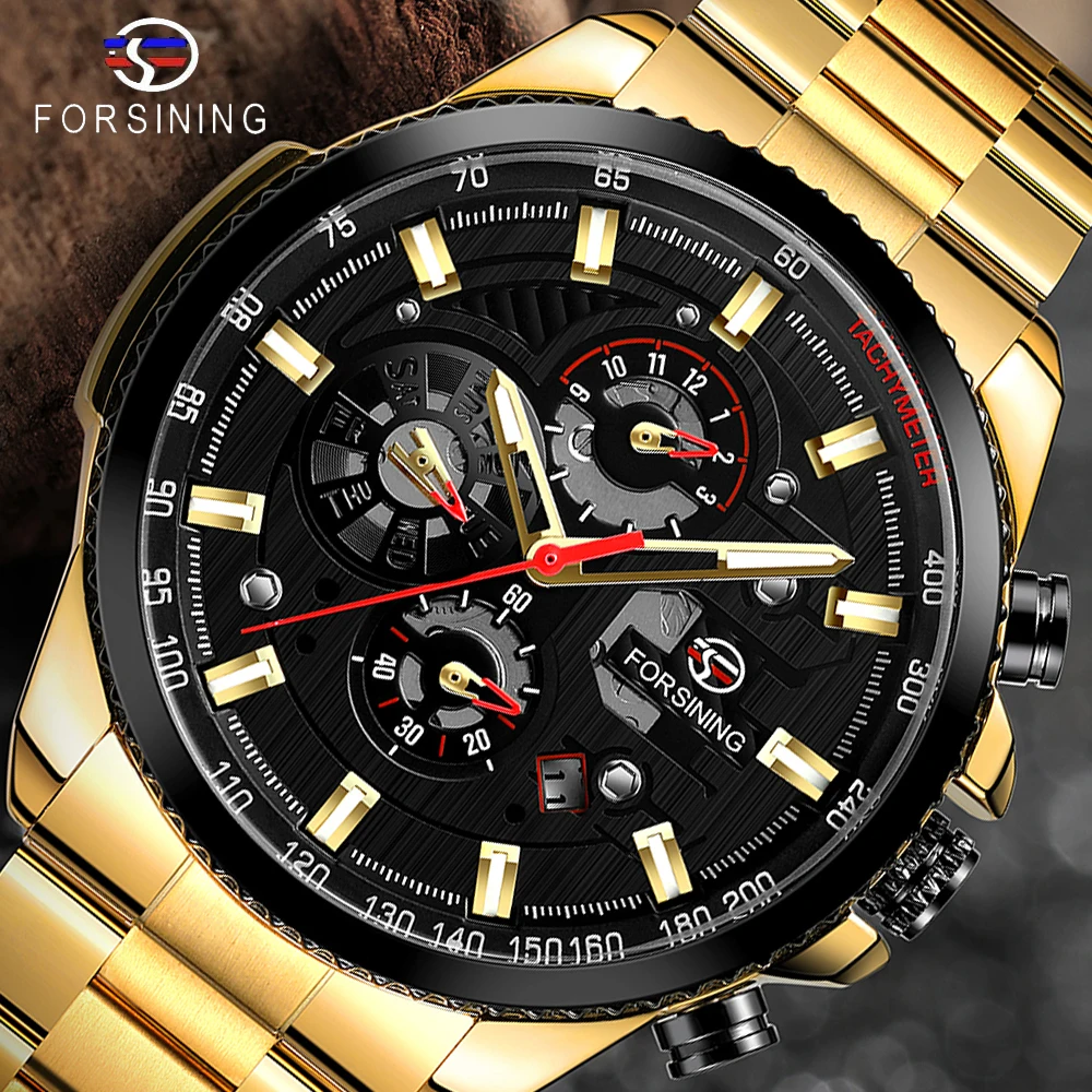 

FORSINING Luxury Men Mechanical Watch men Automatic Multifunction Stainless Steel WristWatches Mens Male Clock Relogio Masculino