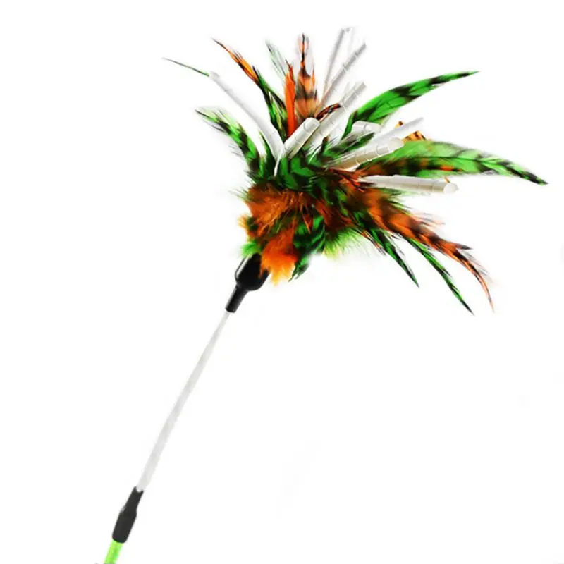 Pet Cat Toy Sticks Stick Colorful Toys Tease Paper Feather Teaser Funny Spiral | Дом и сад