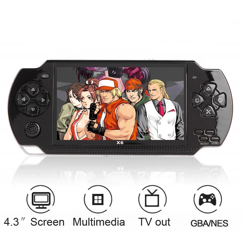 Цена Видео Игровая приставка X6 для psp игры ручной Ретро игры 4,3 дюймов экран Mp4 плеер Игры Поддержка камеры, видео, электронной книги