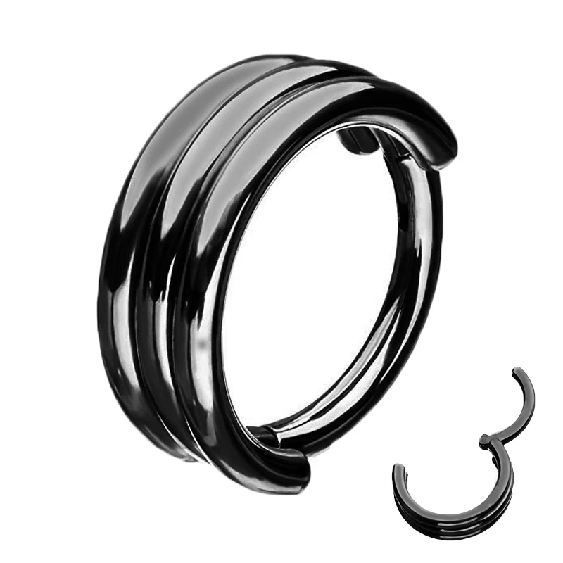 Многоформенные 16 г кольца для носа Перегородка Спираль пирсинг для пупка 8 мм сталь красочное кольцо для пирсинга ноздри сегмент Украшения для тела - Окраска металла: 2027-BK