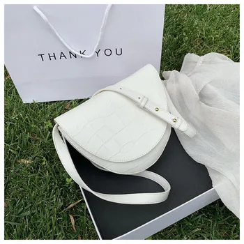 

Summer Stone Pattern Saddle Bags For Women 2020 PU Leather Female Crossbody Bags Designer Shoulder Bag Sac A Main Femme Handbags
