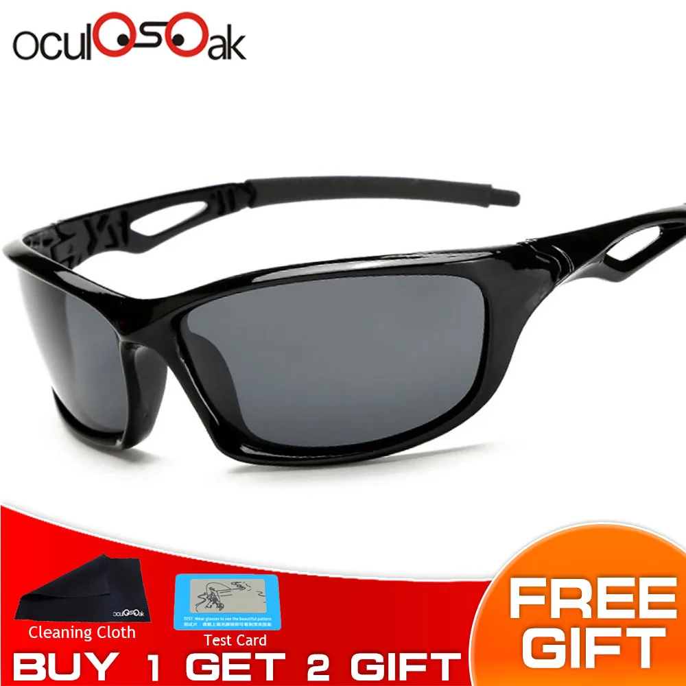 bright black Oculosoak Drive Мужские поляризационные солнцезащитные очки мужские Брендовые спортивные лодочные защитные водительские очки уменьшить блики - Цвет линз: bright black