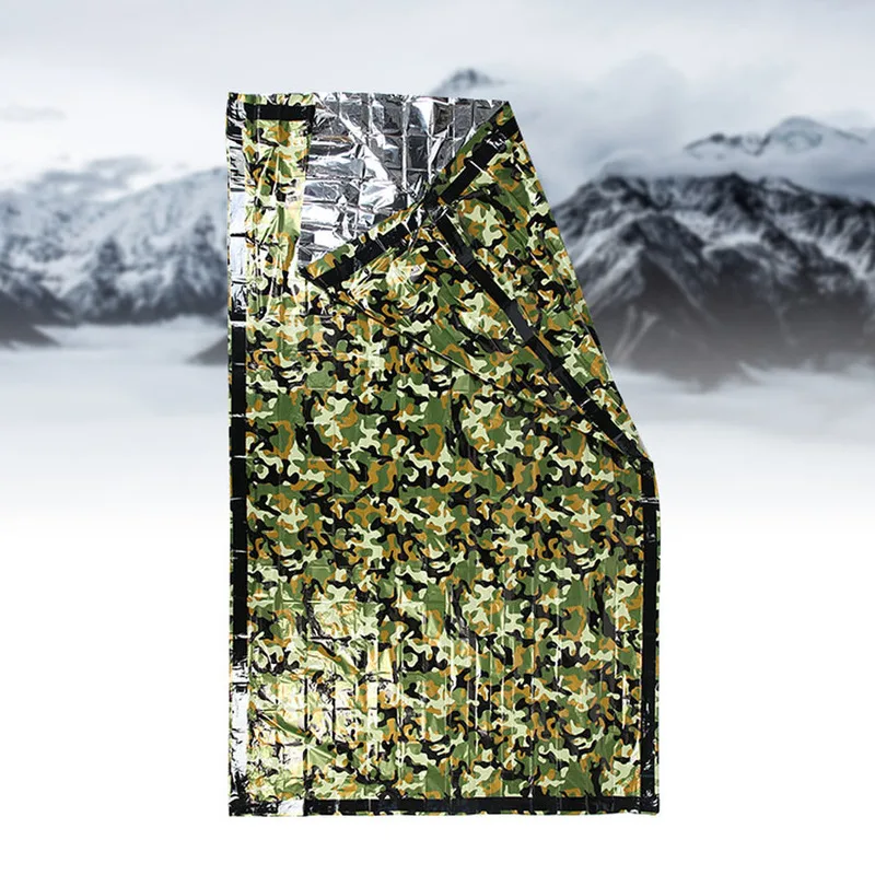 

Outdoor Survival Supplies Camo Insulation Blanket Emergency Tent Sleeping Bag Camping Windproof Fireproof Moisture Proof Mat