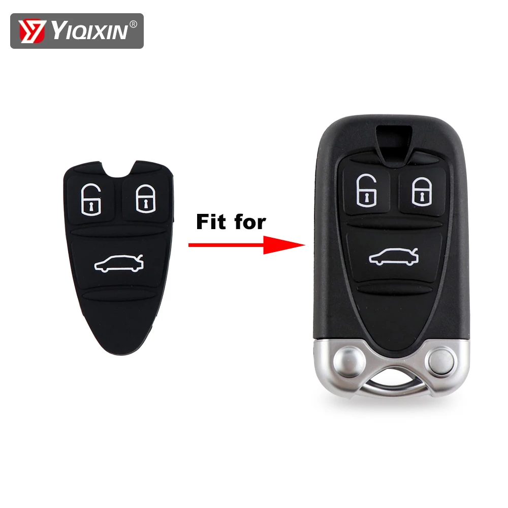 YIQIXIN For Alfa Romeo 159 Brera 156 Spider 3 Button Car Key Shell Silicone Rubber Replacement Smart Card Repair Leather Key Case Car Key Shell Key Shell