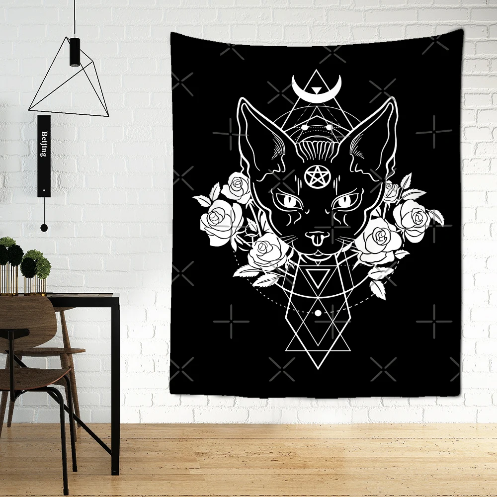 Cat Mysterious Divination Witchcraft Tapestry Wall Hanging Home Decor