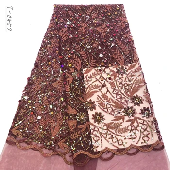 

2020 Hot Selling African Lace Fabric High Quality French Tulle Sequins Lace Fabric For Wedding Dress green Sequins lace