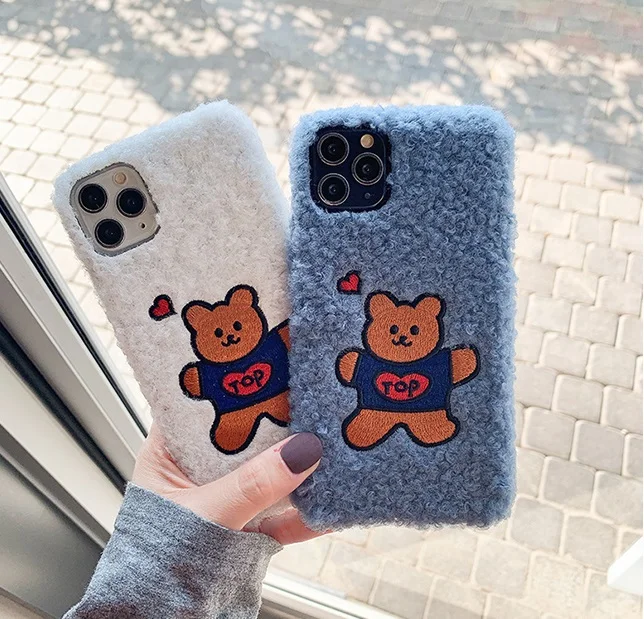 GlamPhone чехол плюшевый медведь чехол для телефона для iPhone11Pro/Max X XS Max XR Мягкий силиконовый чехол для iPhone11 7 8 6 6s Plus чехол