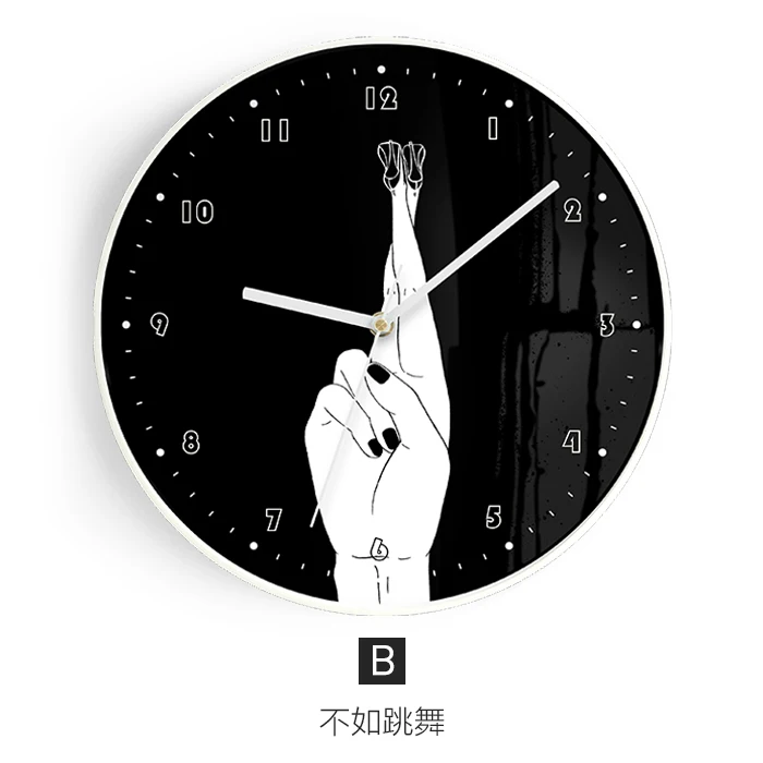 Art Life Modern Simple Wall Clock Creative Circular Living Room Bedroom Clock Zegary Scienne Black White Decor Clock 6LS027 - Color: 2