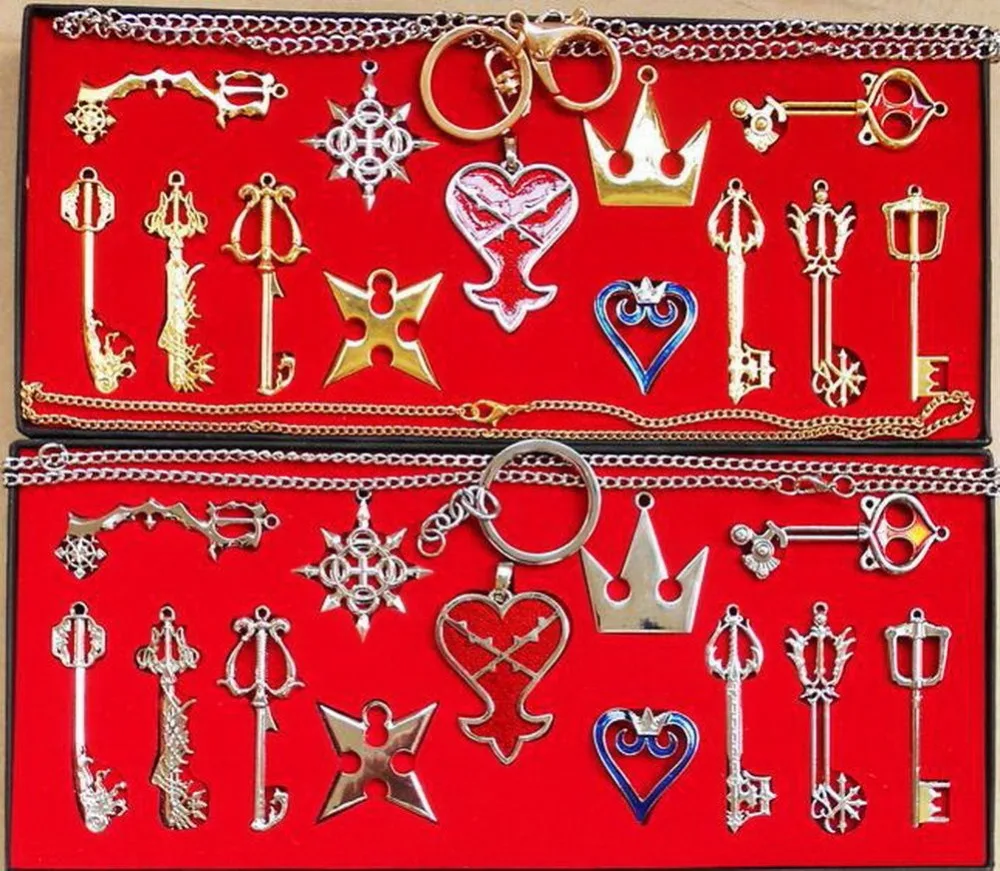 13 шт. Набор подвесок Kingdom Hearts II брелок для ключей в коробке серебристого и