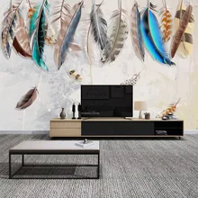 Современный минималистичный ТВ-фон в европейском стиле с ручной росписью в виде перьев, 3D Вертикальная абстрактная Настенная роспись для гостиной и спальни