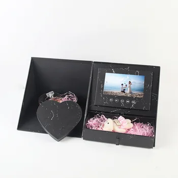

free shipping hardcover box video Brochure 7inch Universal Video Greeting Card 4GB watching booklet box for Advertising business