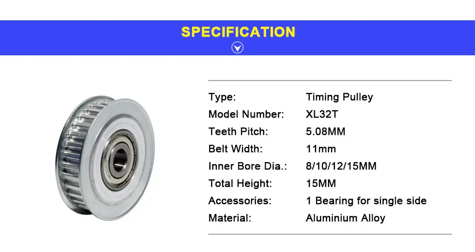 LUPULLEY XL Тип 32 т алюминиевые зубчатые зубья ширина 11 мм 3d принтер s части для шкива часть 32 т алюминиевый зубчатый шкив для 3d принтера
