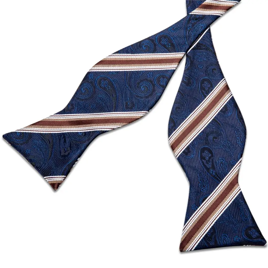 Темно-синий полосатый Мужской Классический шелковый галстук-бабочка галстук для мужчин для свадебной вечеринки регулируемый галстук-бабочка Hanky запонки набор DiBanGu LH-092
