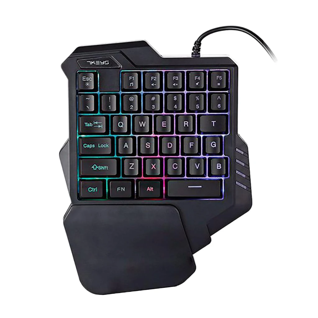 Mini One-Handed Gaming Keyboard Led Backlit USB Wired Game 35 Keys Game Keyboard Accessory For Computer Laptop Desktop PC