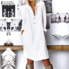 Fashion Autumn Lapel Neck Long Shirt Dress ZANZEA Women Long Sleeve Buttons Cotton Linen Sundress Casual Loose Work OL Vestido ► Photo 1/6